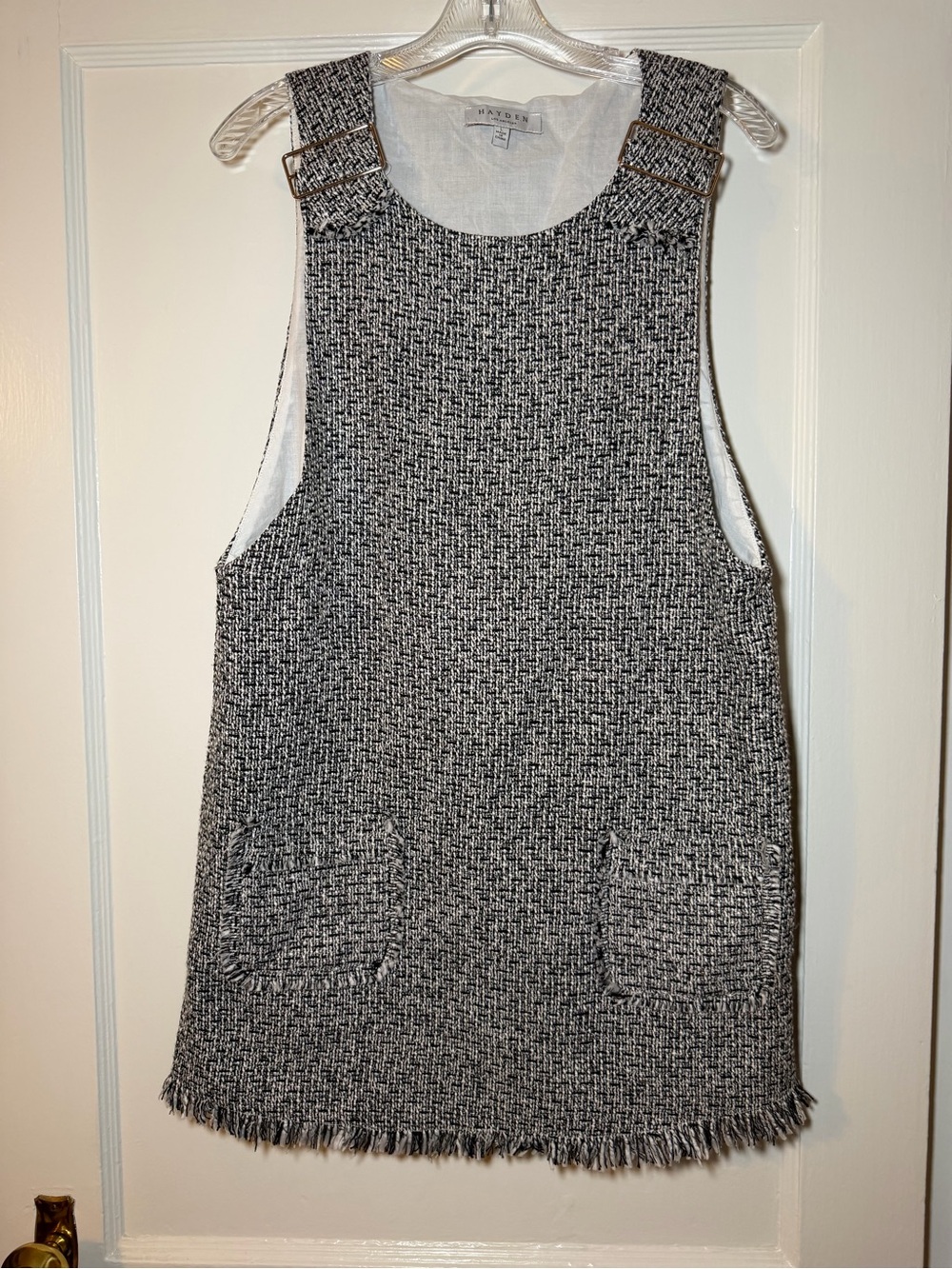 Woven Tweed Black & White Pinafore Jumper